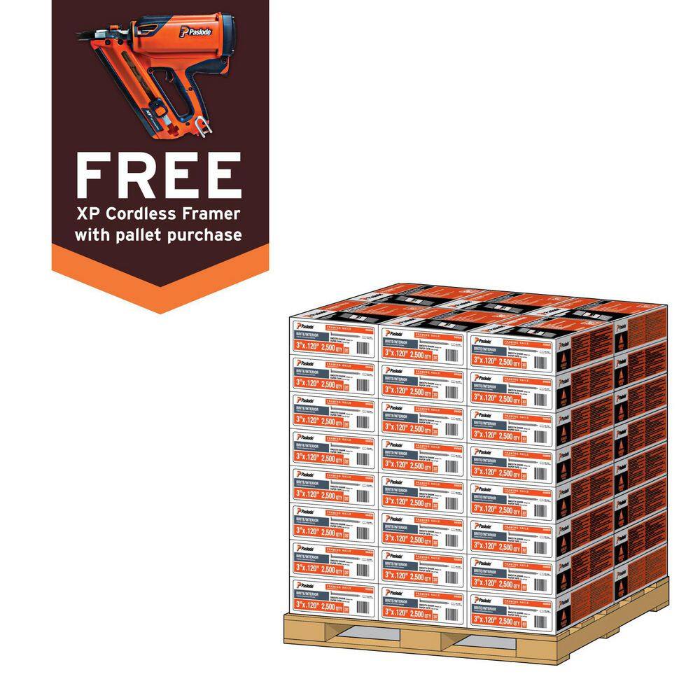 Paslode 3 in. x 0.131Gauge 30Degree Brite Smooth PaperTaped Framing Nails Pallet with