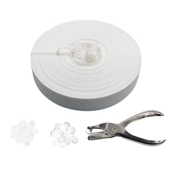 Angel Sar White 246 ft. x 0.15 ft. Polyvinyl Chloride PVC Chain Link Fence Slat, Privacy Tape (200-Piece Button Puncher Included)