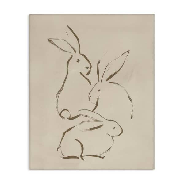 Earthtone Bunny Sketch by June Erica Vess Unframed Graphic Art Print Animal 20 in. x 16 in.