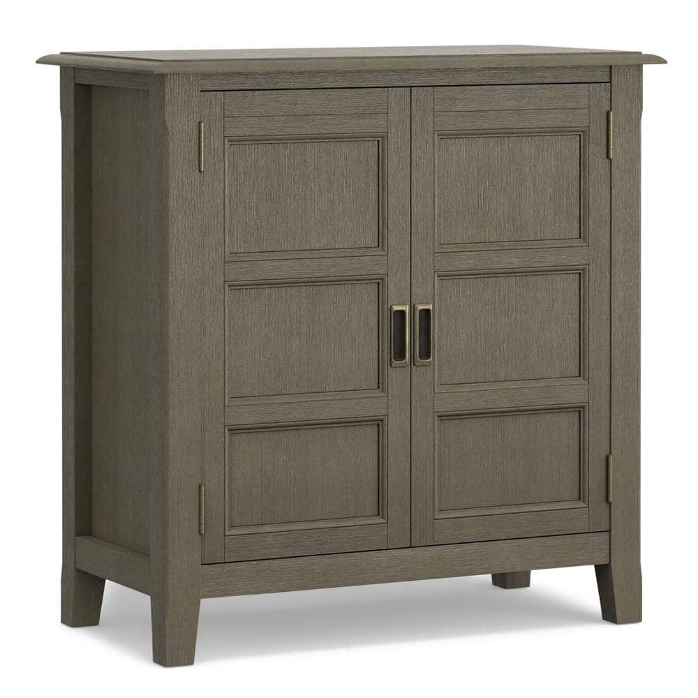 Farmhouse Grey Solid Pine Freestanding Office Cabinet with Adjustable Shelving