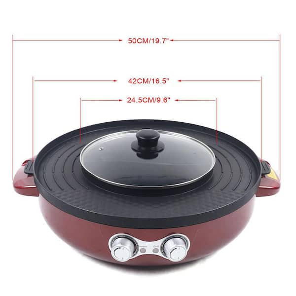 Electric Hot Pot BBQ 2 in 1 2200 W Double Separation Barbecue Grill  Household Hot Pot