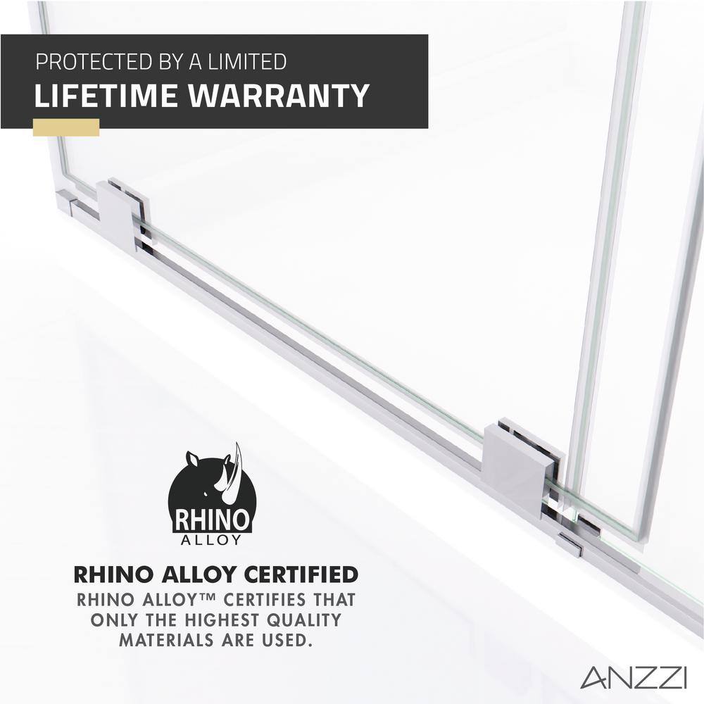 Polished Chrome Semi-Frameless Sliding Shower Door with Tsunami Guard
