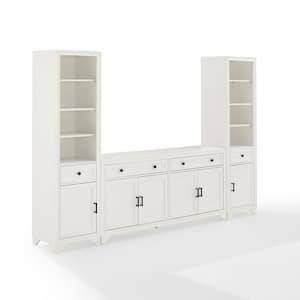 Tara 97 in. White Entertainment Center with 4-Drawers Fits TV's up to 65 in. with Bookshelves