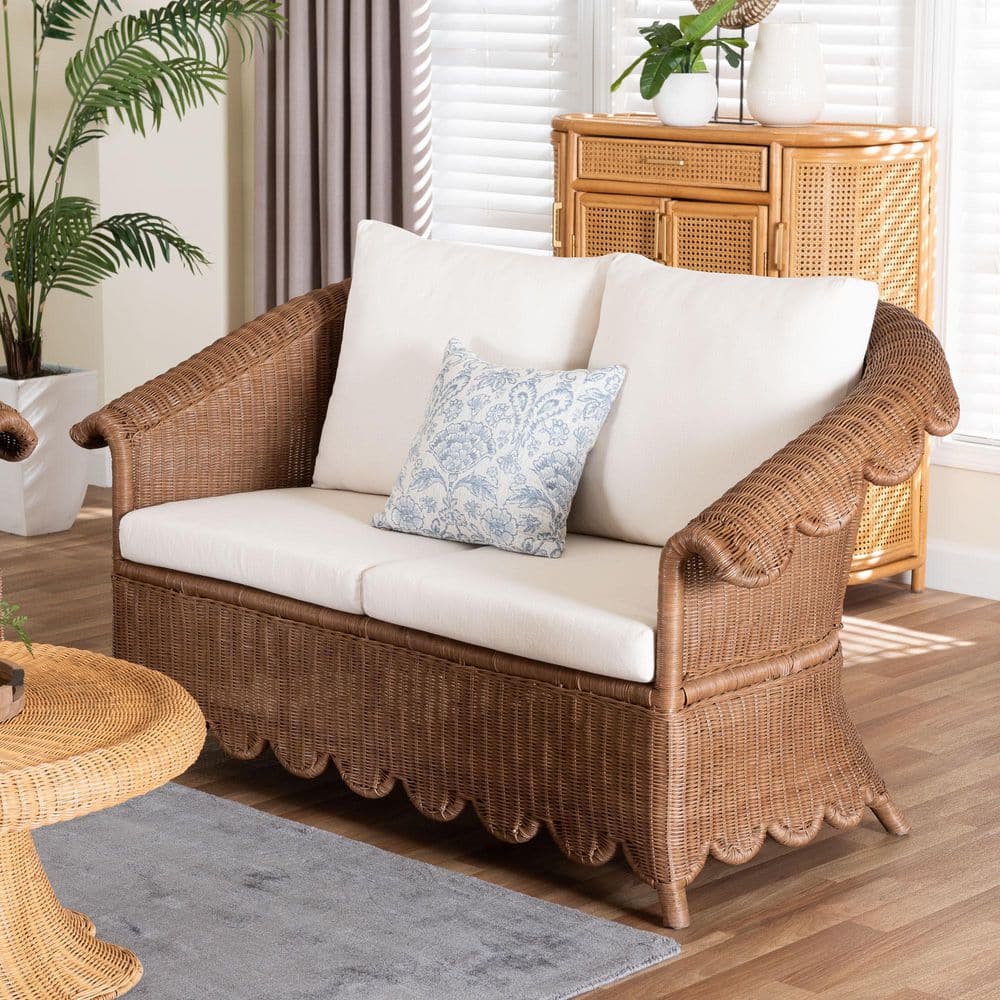 bali & pari Detta 63 in. Natural Rattan 2-Seater Loveseat in