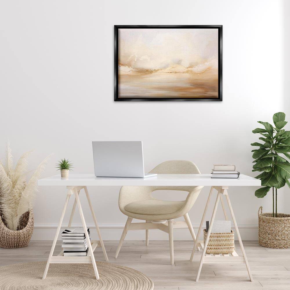 Neutral Abstract Horizon Line by LSR Creative Studio Black Floater Frame Abstract Graphic Art Print 21 in. x 31 in. price history on PriceWatchPro