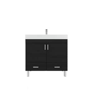 Ripley 36 in. W x 19 in. D x 36 in. H Vanity in Black with Acrylic Vanity Top in White with White Basin