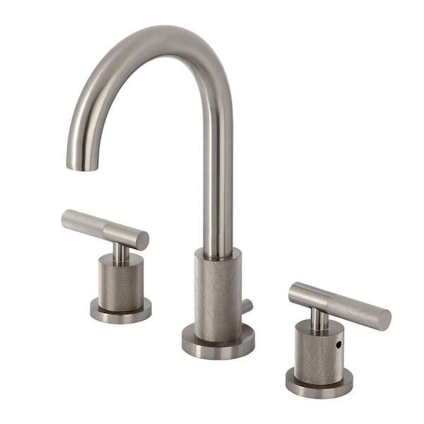 Convergent Deck Mount 2-Handle 8 in. Widespread Bathroom Sink Faucet with Pop-Up Drain in Brushed Nickel