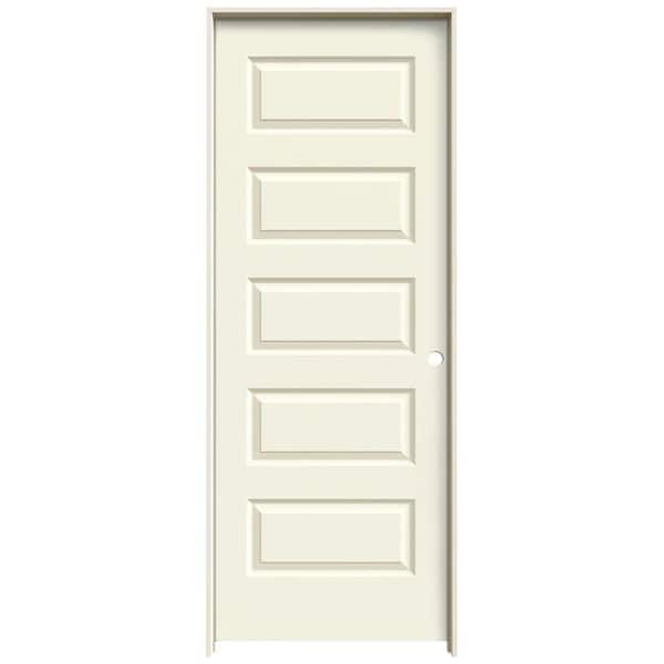 JELD-WEN 24 in. x 80 in. Rockport Vanilla Painted Left-Hand Smooth Molded Composite Single Prehung Interior Door
