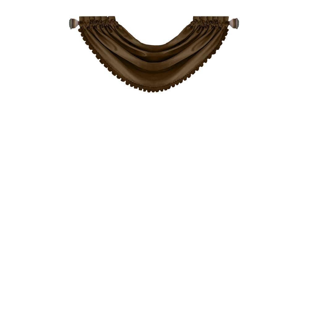 Chocolate Faux Silk Room-Darkening Waterfall Valance