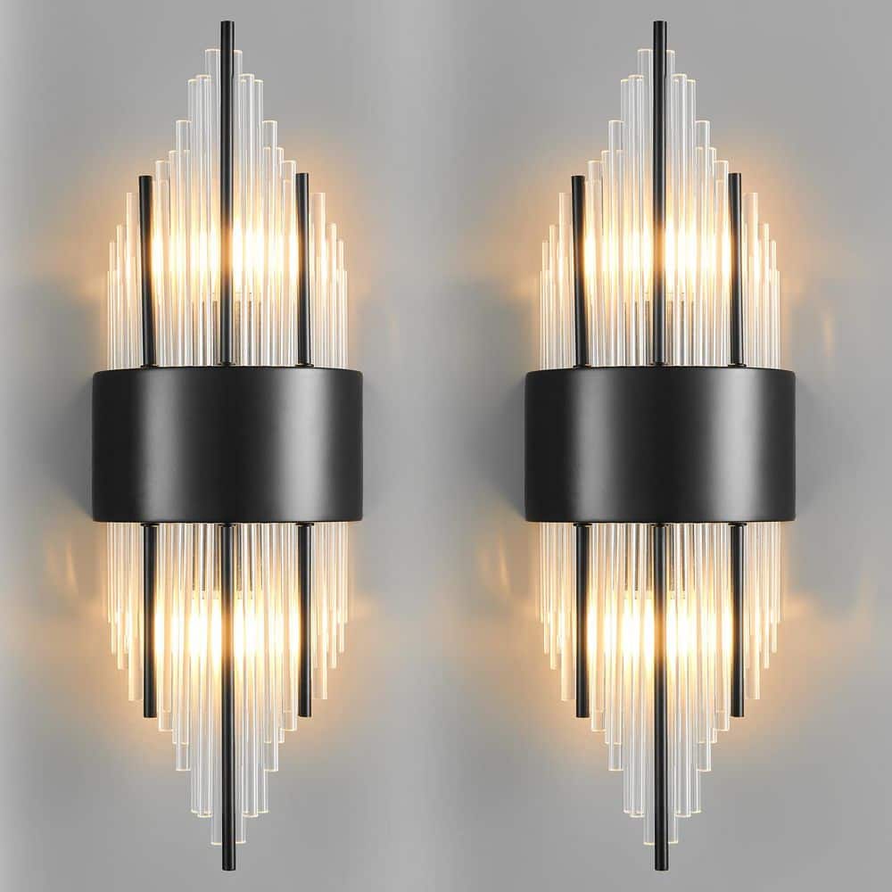 Home Lighting 7.87 in. 2-Light Black 2-Pack Modern Wall Sconce Vanity Light for Bedroom Mirror Living Room price history on PriceWatchPro