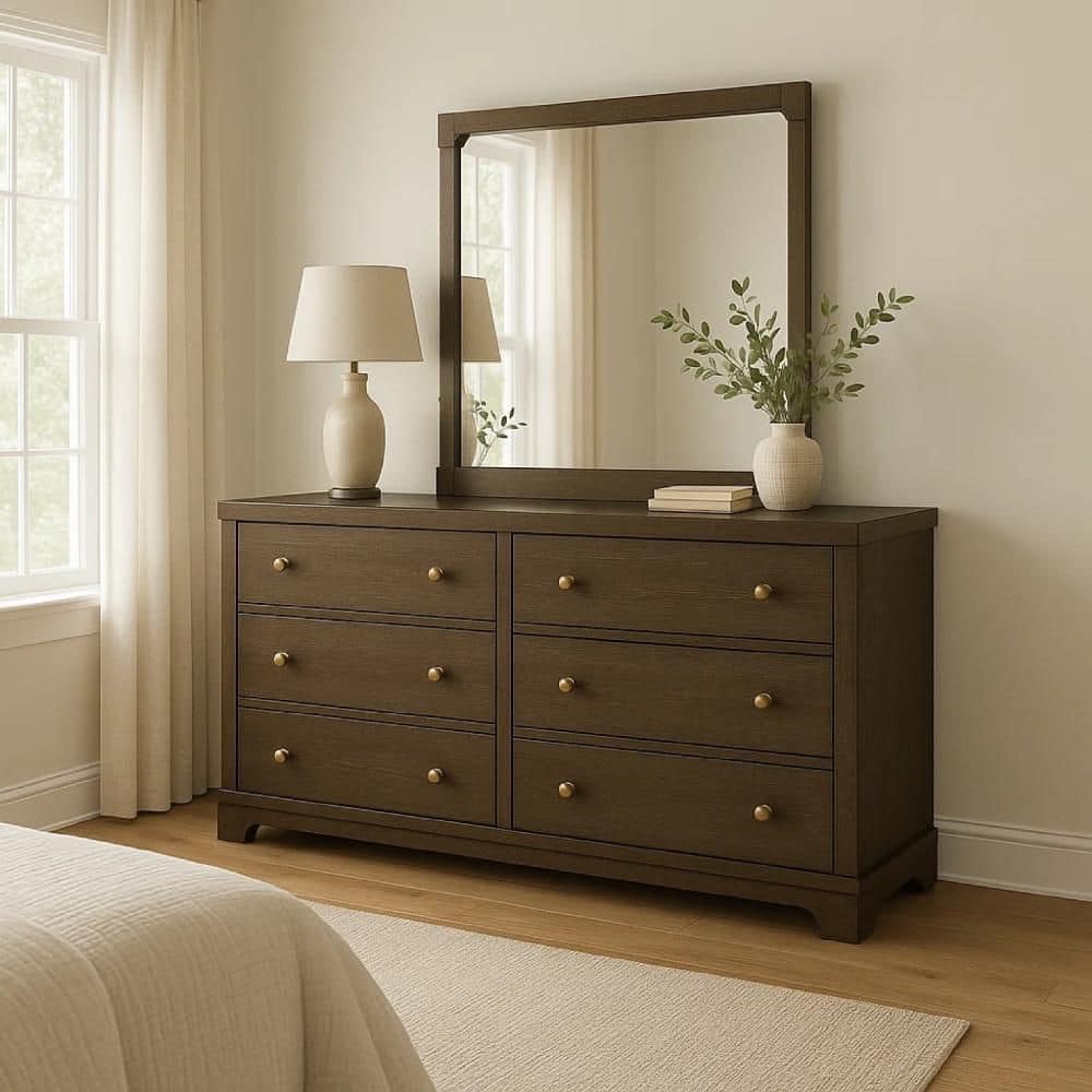 chocolate brown dresser Modus Furniture Riva Six Drawer Dresser in Chocolate Brown (2024) main image 1