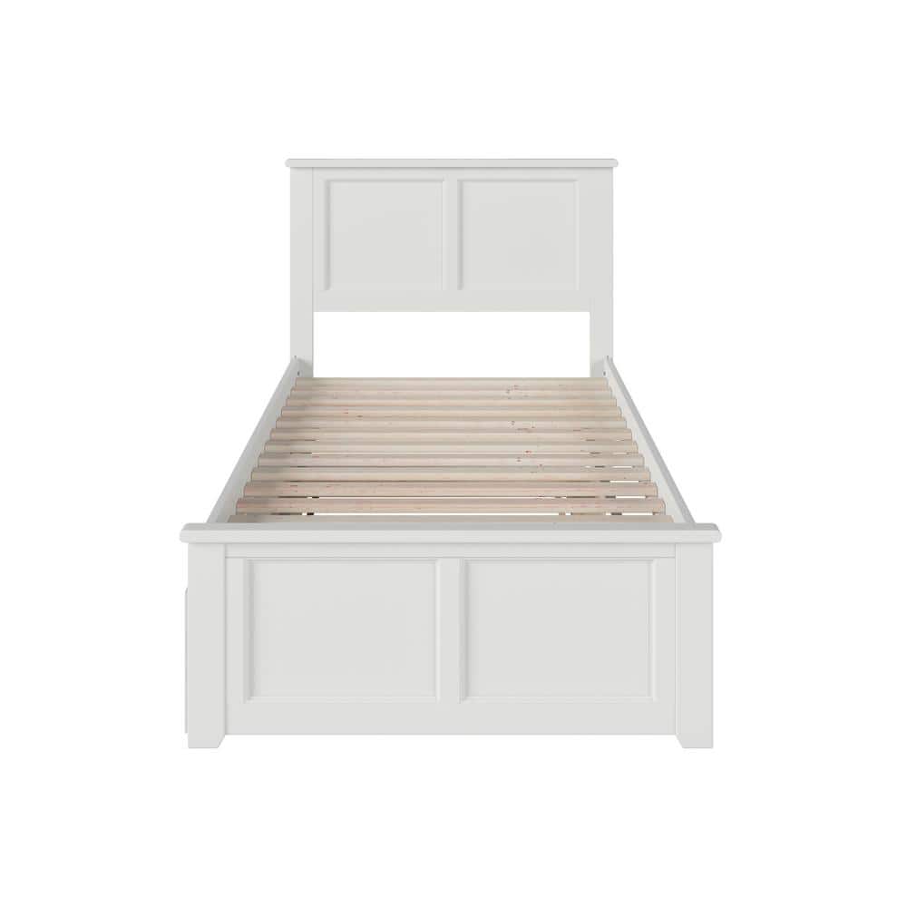 Madison White Twin Platform Bed with Urban Trundle and Upholstered Headboard