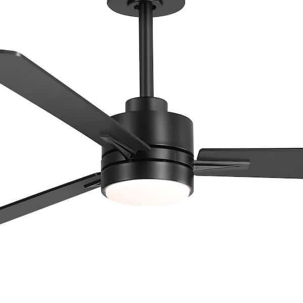 Breezary Maria 52 in. Indoor Black Ceiling Fan with Integrated LED Light and Remote Control Included