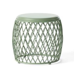 19 in. Diameter x 17 in. Height Outdoor Green Metal Side Table for Porch, Balcony, Lawn