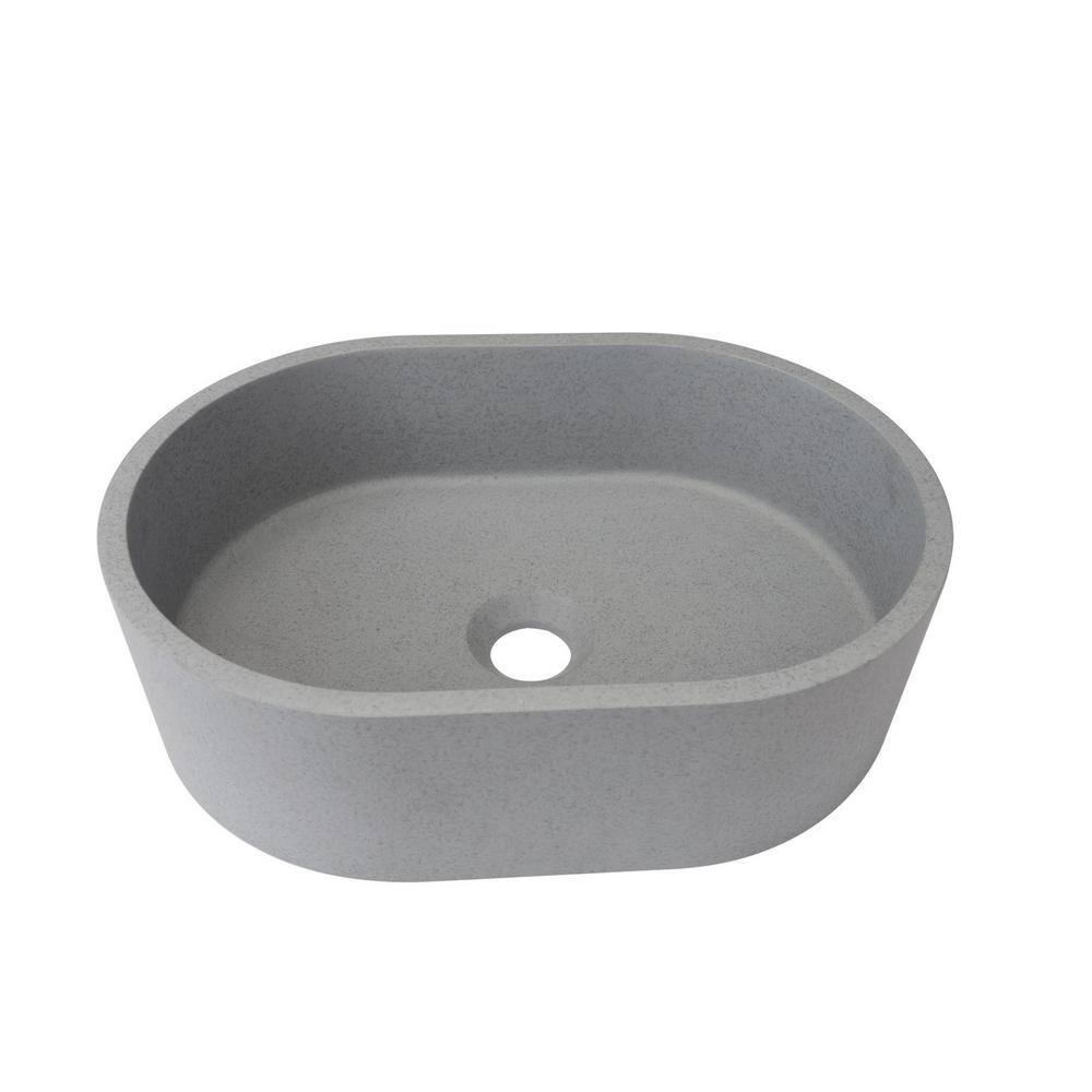 FUNKOL 15.7 in. W x 4.7 in. D Oval Smooth Bathroom Cement Sink in ...