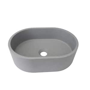 15.7 in. W x 4.7 in. D Oval Smooth Bathroom Cement Sink in Cement Color (without Drain Valve) Console Sink Basin