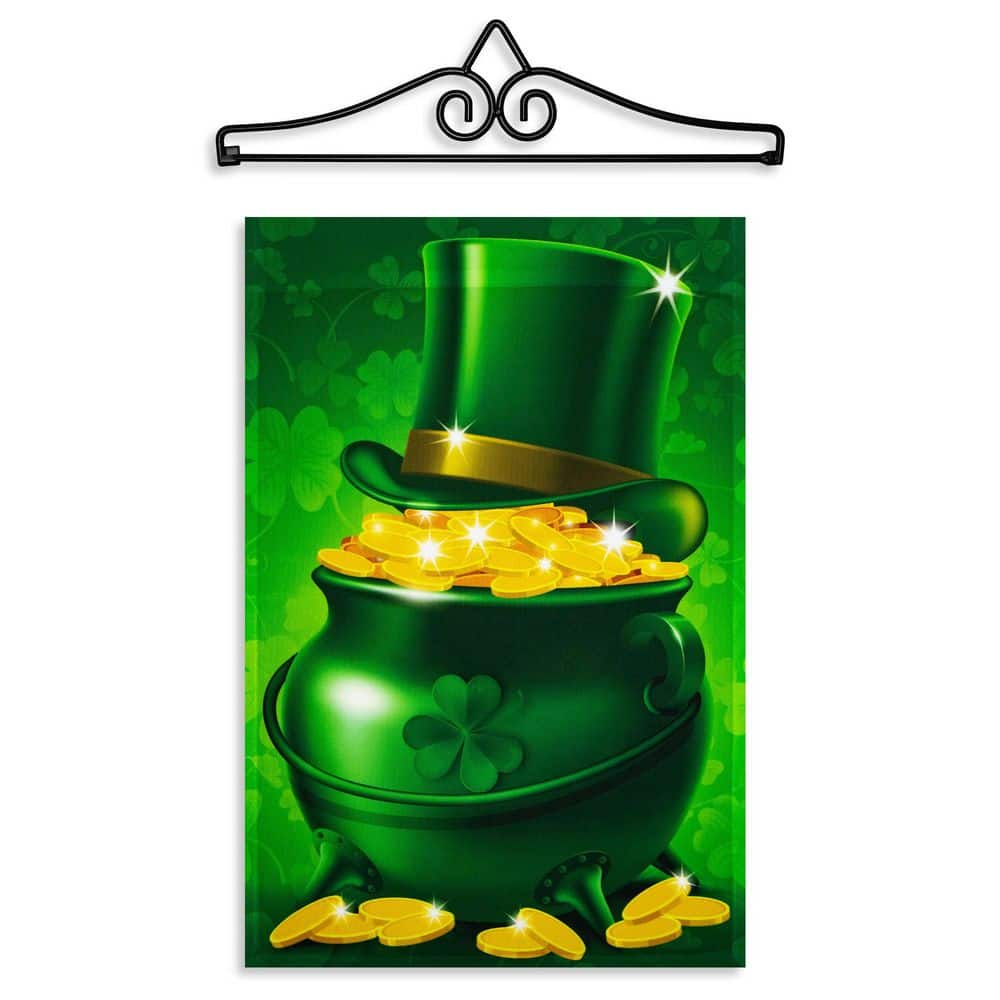 1 ft. x 1.5 ft. Polyester Pot of Gold and Hat Garden Flag with 1.2 ft. Black Iron Hanger price history on PriceWatchPro
