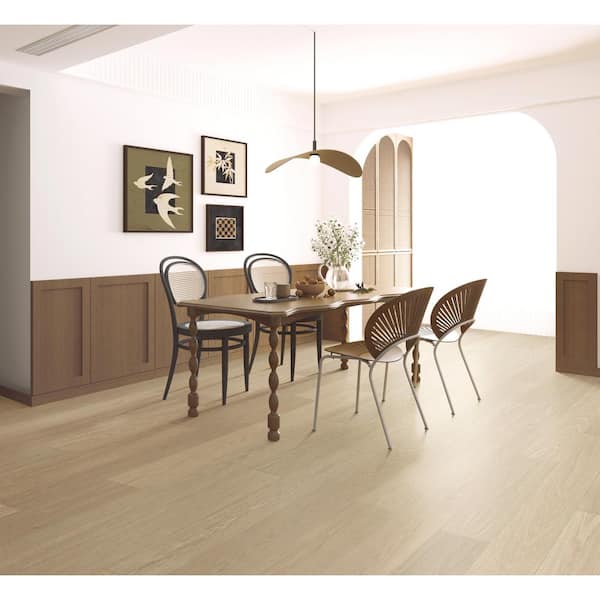 Take Home Sample-DreamVilla Sands Oak 5/8 in. T x 9 in. W Tongue and Groove Wirebrushed Engineered Hardwood Flooring