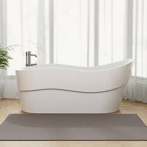 67 in. Acrylic Single Slipper Flatbottom Bathtub Freestanding Soaking Tub in White