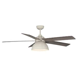 52 in. W x 24.95 in. H Integrated LED Distressed White Indoor Ceiling Fan with Reversible Motor and Remote Control