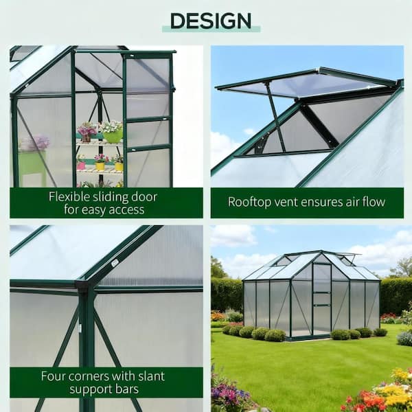 Tenleaf 74.8 in. W x 52 in. D x 79.1 in. H Green Aluminum Outdoor