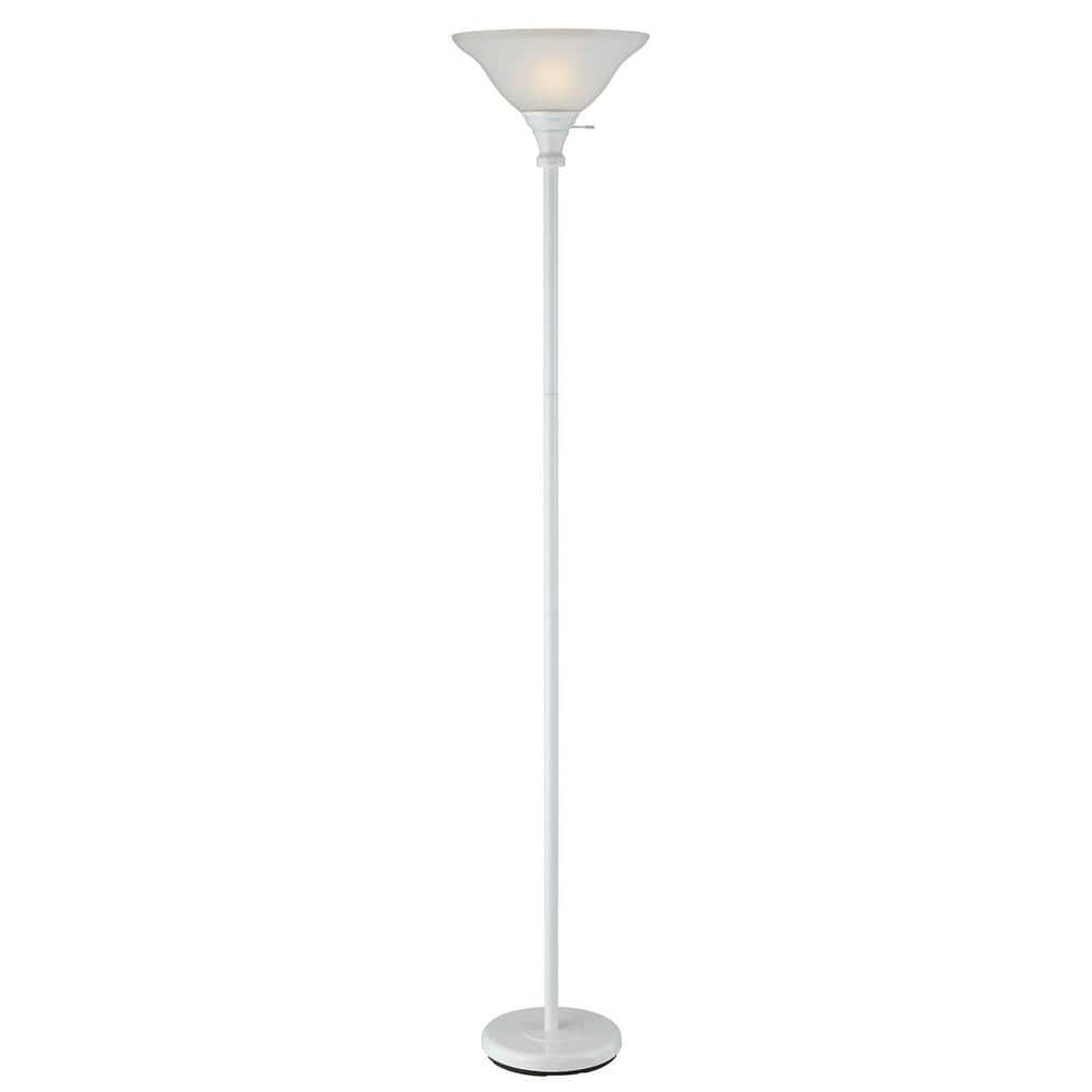 HomeRoots 71 in. White 1 Dimmable (Full Range) Torchiere Floor Lamp for ...