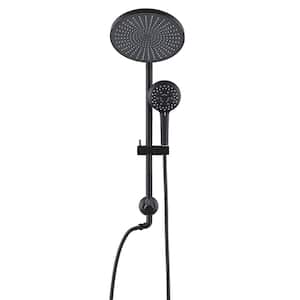 5-Spray Round Multifunction Wall Bar Shower Kit with Hand Shower in Matte Black (Valve Not Included)