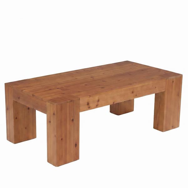 Kerlin 55 in. Large Rectangle Dark Brown Solid Wood Coffee Table for Living Room