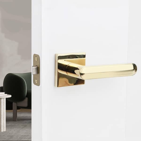 Beaux Polished Brass Double Dummy Modern Door Lever