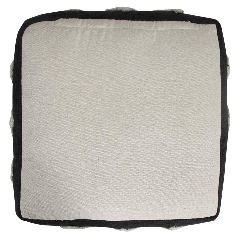 Black and White Tufted Diamond Square Pouf