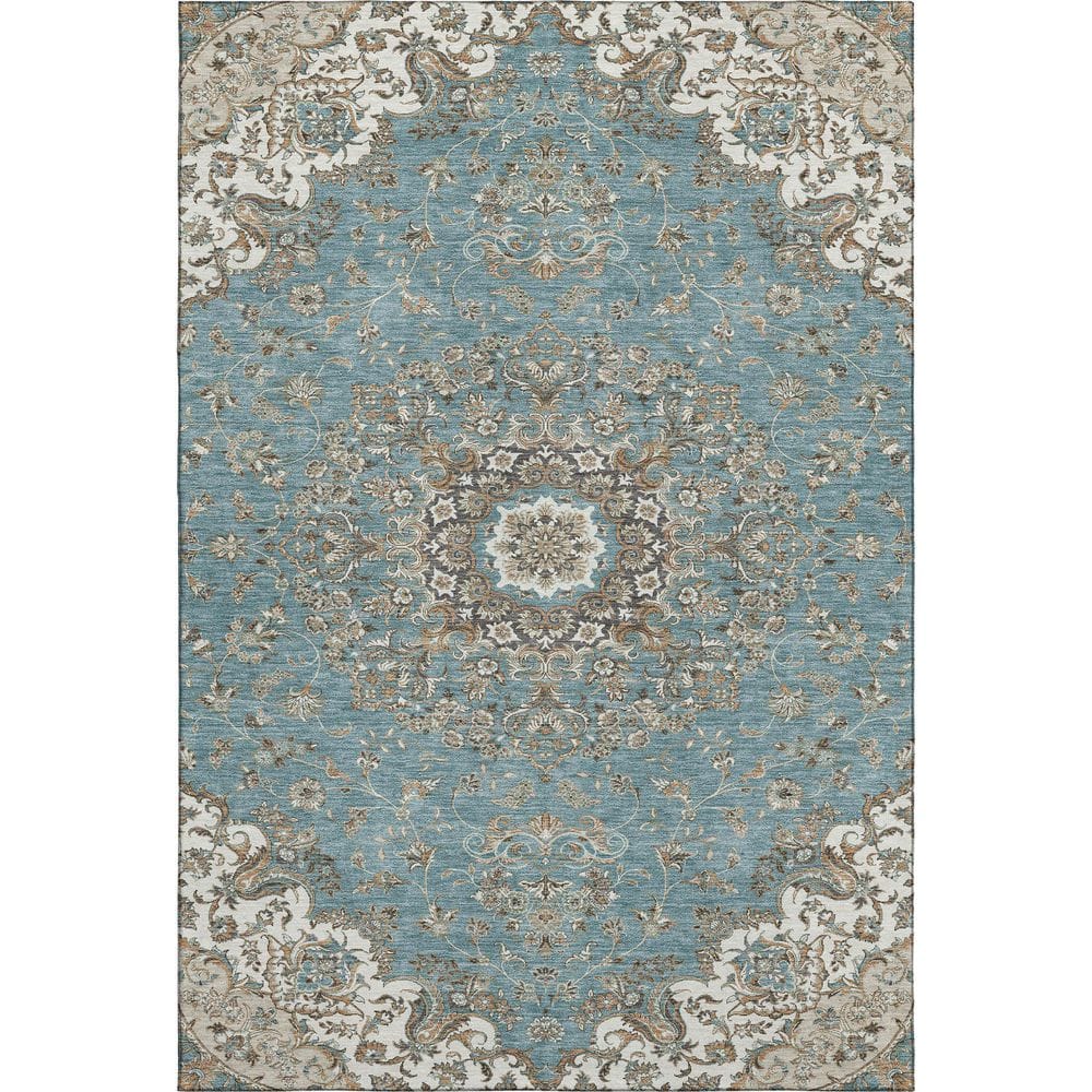 Mayfield Premium Machine Washable Abstract AMF2495 Teal 5 ft. x 7 ft. 6 in. Area Rug price history on PriceWatchPro
