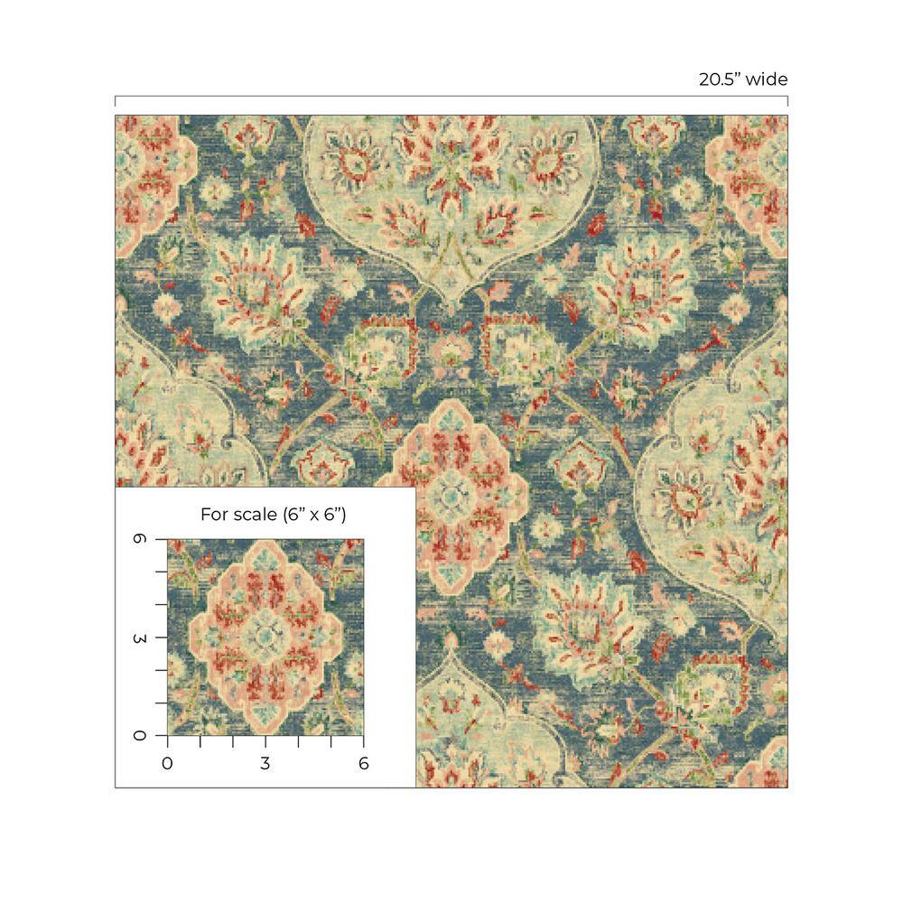 Caspian Celestial Blue Damask Peel and Stick Wallpaper