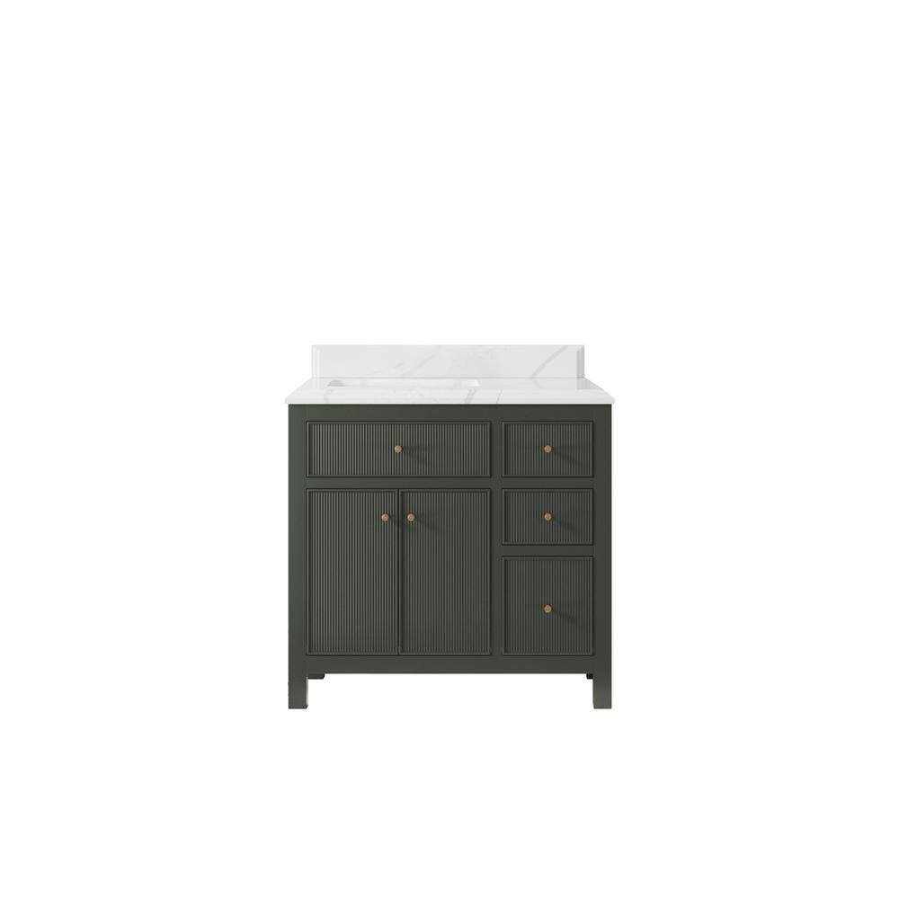 Sonoma 36 in. W x 22 in. D x 36 in. H Left Offset Sink Bath Vanity in Pewter Green with 1.5 in. Calacatta Quartz Top price history on PriceWatchPro