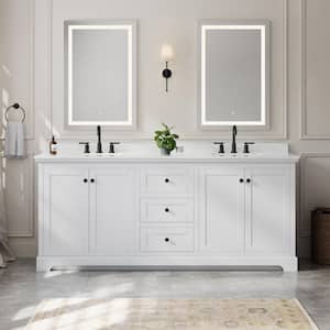 Avery 80 in. W x 22 in. D x 35 in. H Double Bath Vanity in White with Giotto Quartz Top