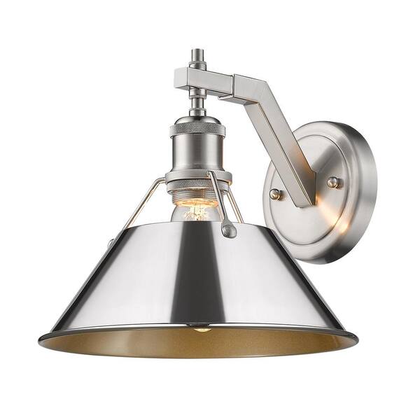 Golden Lighting - Orwell PW 1-Light Wall Sconce in Pewter with Chrome Shade