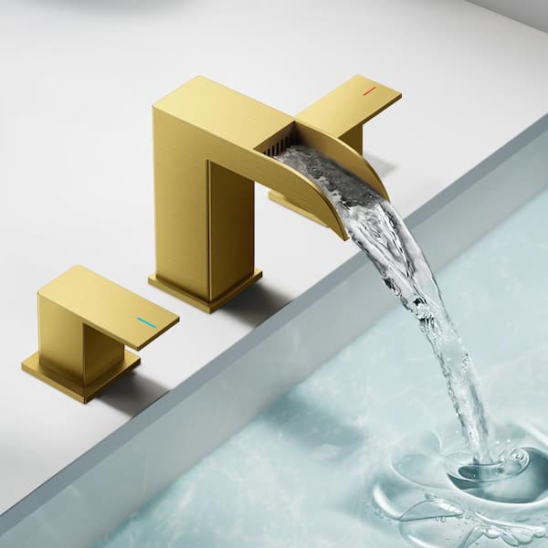 8 in. Widespread Double Handle Bathroom Faucet in Gold