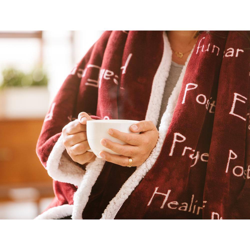 Maroon Reversible Faux Fur and Sherpa Throw Blanket