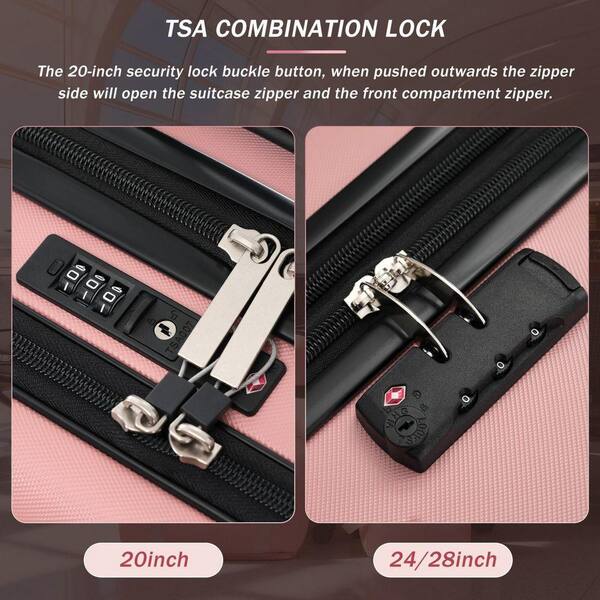 INNOBULE 5 Pcs Luggage Set Light Pink ABS Plastic Hardside w