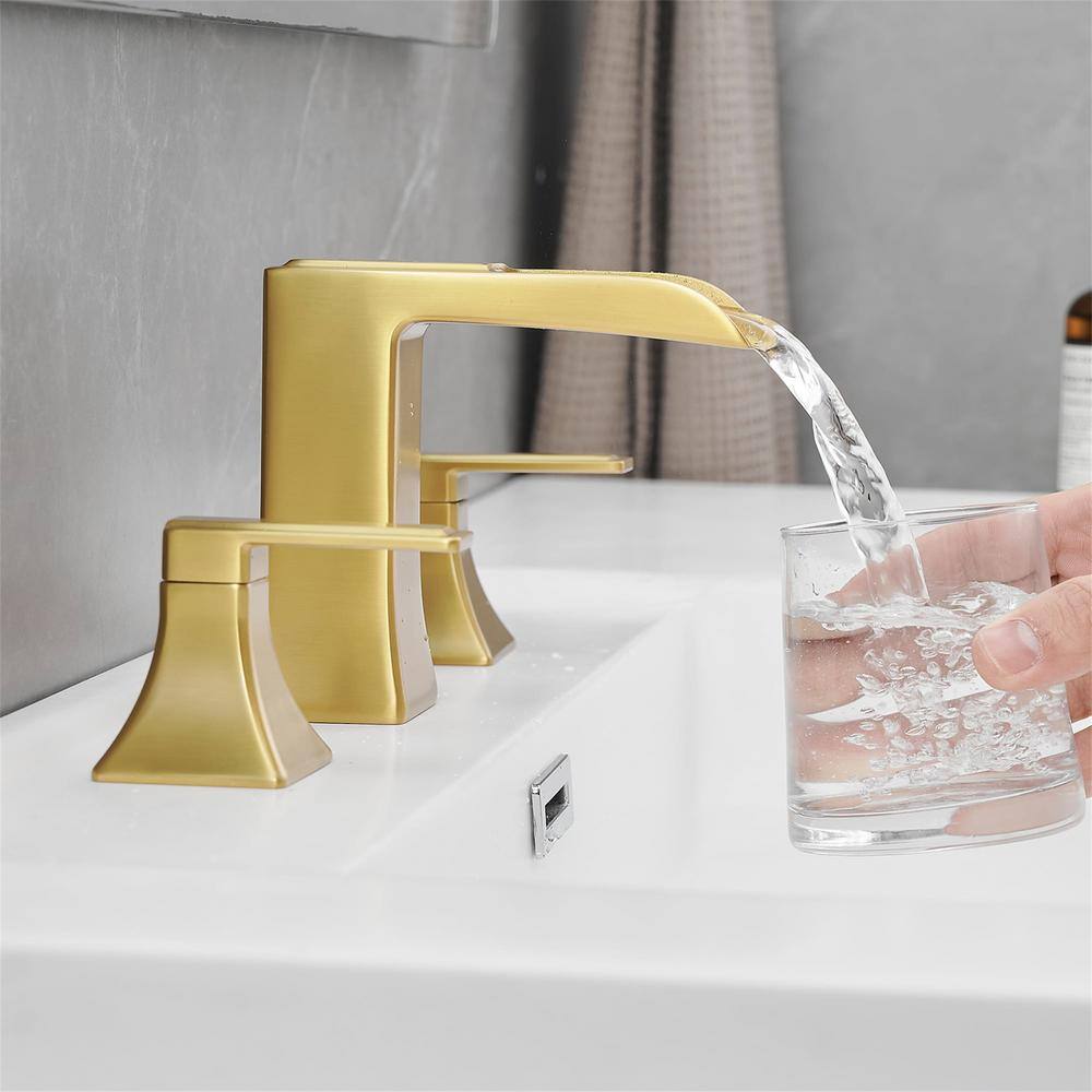 Brushed Gold Double Handle Widespread Bathroom Faucet with Pop-Up Drain