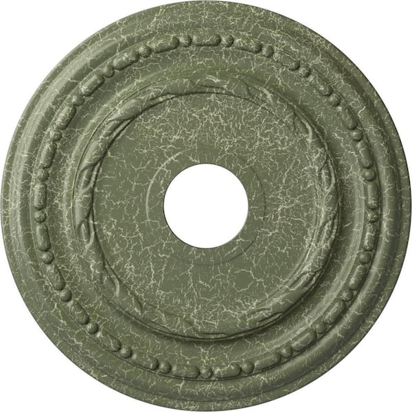 Ekena Millwork 1-1/4" x 17-7/8" x 17-7/8" Polyurethane Dublin Ceiling Medallion, Athenian Green Crackle
