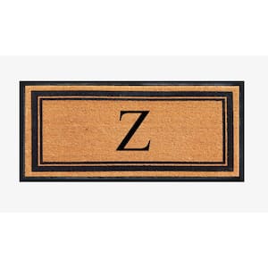 A1HC Markham Picture Frame Black/Beige 30 in. x 60 in. Coir and Rubber Flocked Large Outdoor Monogrammed Z Door Mat
