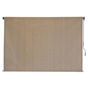 Seaside Brown Cordless Outdoor Patio Roller Shade 84 in. W x 72 in. L