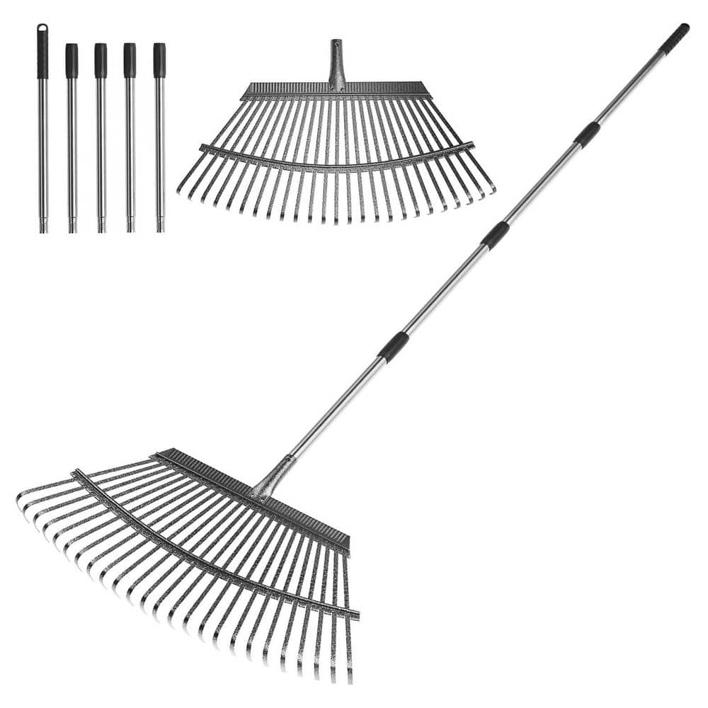 Misopily 72 in. Stainless Steel Handle Metal Rake Tines Lawn Rake Heavy ...