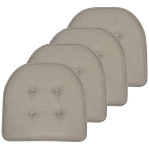 Khaki, Solid U-Shape Memory Foam 17 in. x 16 in. Non-Slip Indoor/Outdoor Chair Seat Cushion (4-Pack)