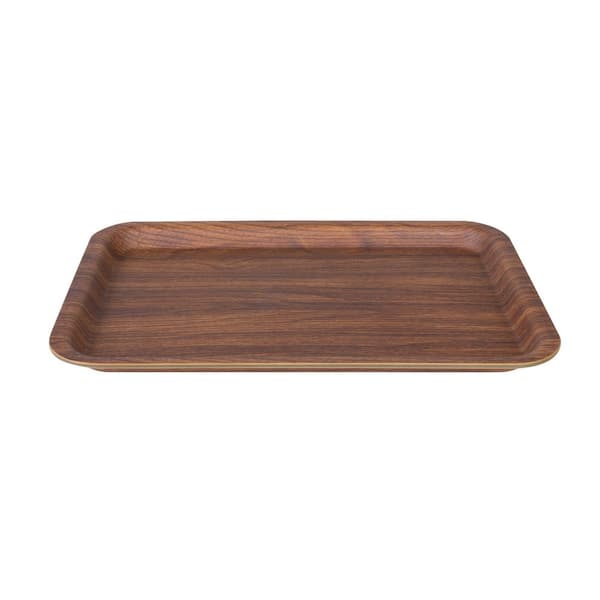 Rectangle Mahogany Heavy Plastic Serving Tray with Plastic Cover