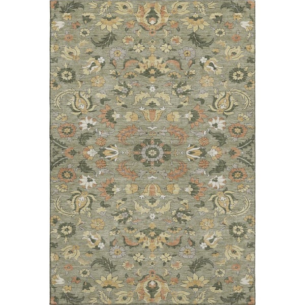 Mayfield Premium Machine Washable Abstract AMF2473 Sage 10 ft. x 14 ft. Area Rug