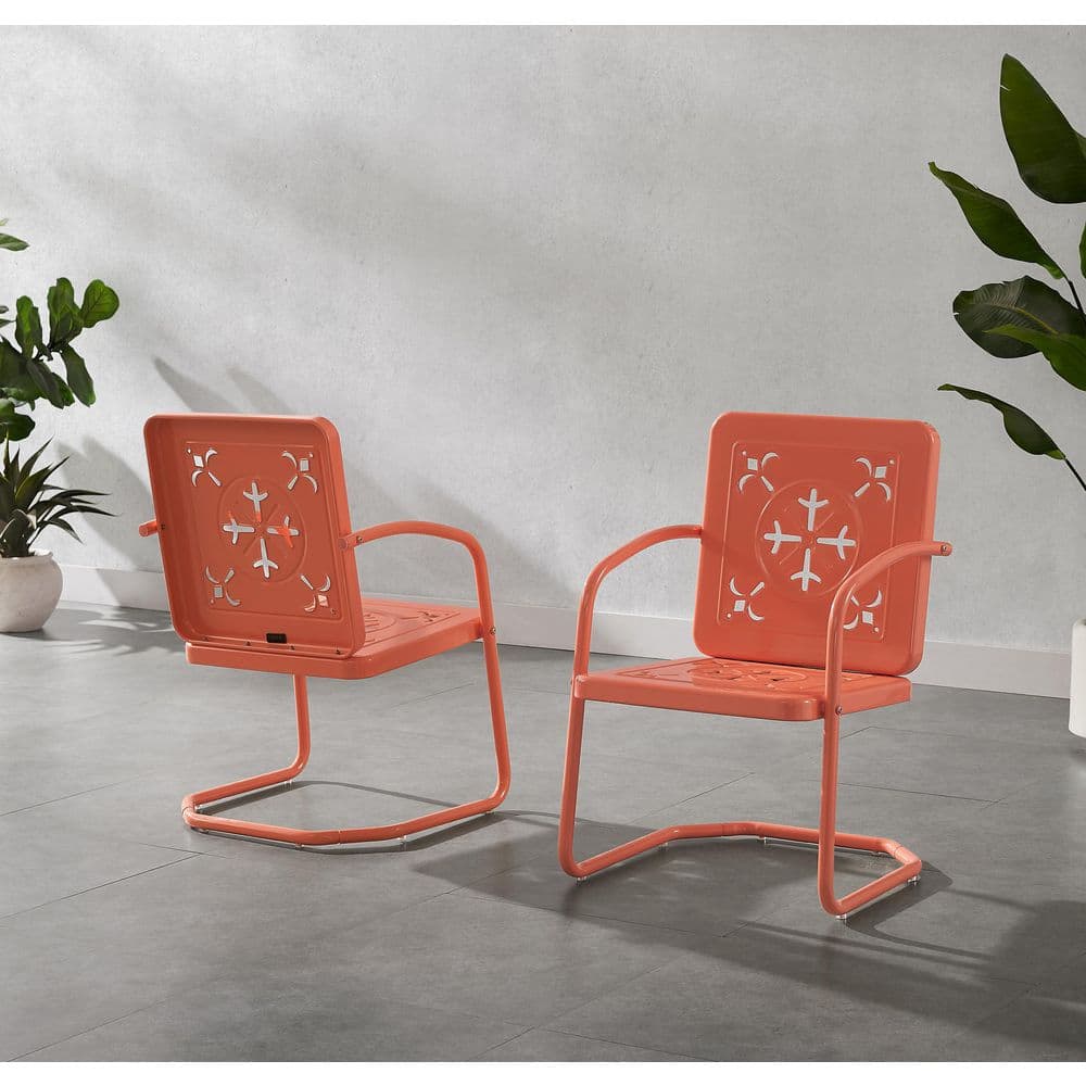 CROSLEY FURNITURE Azalea Coral Metal Outdoor Lounge Chair Set of