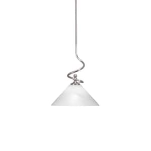 Royale 100 W 1-Light Brushed Nickel Standard Mini Pendant Light with Glass Shade