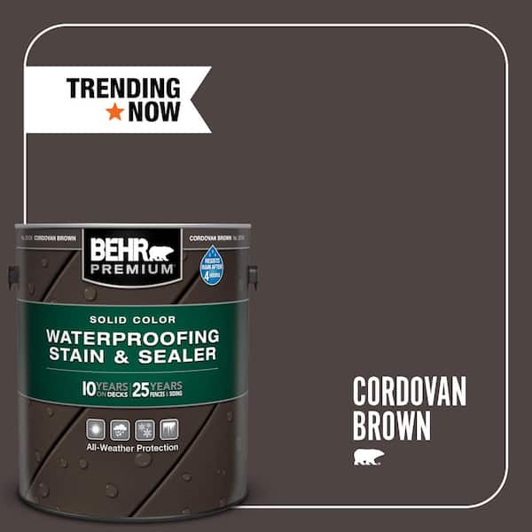 1 gal. #SC-104 Cordovan Brown Solid Color Waterproofing Exterior Wood Stain and Sealer