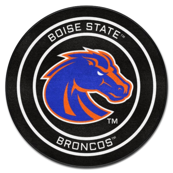 FANMATS Boise State Black 2 ft. Round Hockey Puck Accent Rug